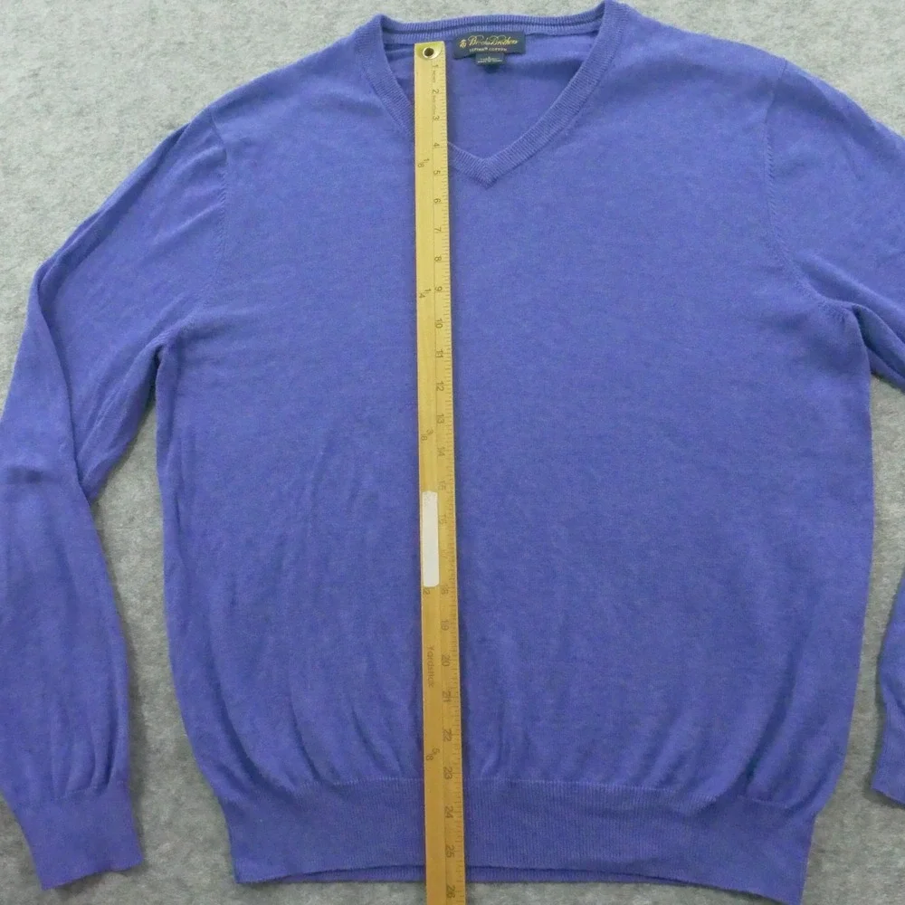 Brooks Brothers Sweater Mens Large Purple Knit V-Neck Supima Cotton Pullover